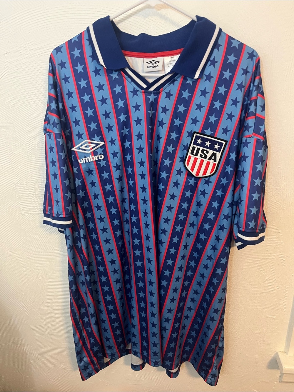 Umbro Blue and Navy USA Star-Stripe Soccer Jersey